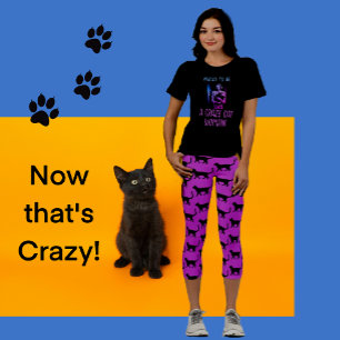 Zwart Roze Blauw Gepersonaliseerd Crazy Cat Woman Tri-Blend Shirt