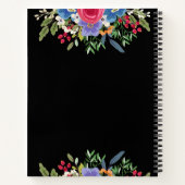 Zwart Roze Blauwe Bloemen Ballon Whisky Naam Notitieboek (Achterkant)