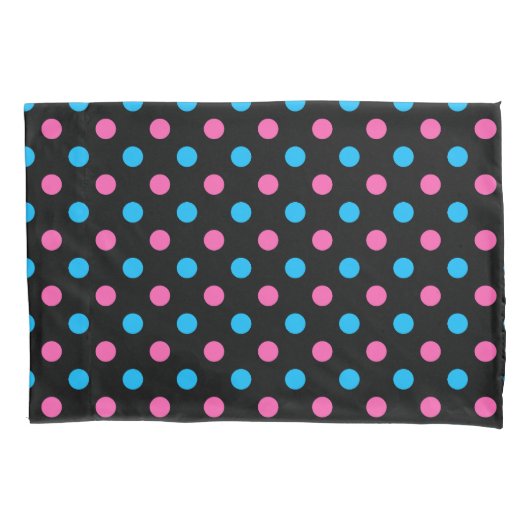 Zwart Roze Blauwe Stippenpatroon Kussensloop (Voorkant)