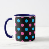 Zwart Roze Blauwe Stippenpatroon Mok (Links)