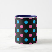 Zwart Roze Blauwe Stippenpatroon Mok (Midden)