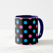 Zwart Roze Blauwe Stippenpatroon Mok (Voorkant rechts)