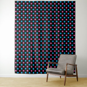 Zwart Roze Blauwe Stippenpatroon Wandkleed