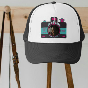 Zwart Roze Blauwgroen  Camera Art Trendy Afstudere Trucker Pet