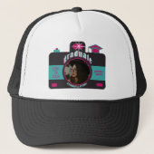 Zwart Roze Blauwgroen  Camera Art Trendy Afstudere Trucker Pet (Voorkant)