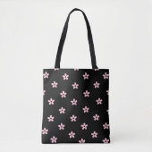 Zwart & Roze Bloem Tote Bag (Voorkant)