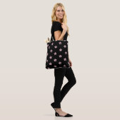 Zwart & Roze Bloem Tote Bag (Op model)