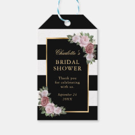 Zwart Roze Bloemen Dank u Vrijgezellenfeest Favor Cadeaulabel