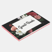 Zwart Roze Bloemen Elegant  Gastenboek (Hoek)