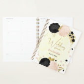 Zwart & roze bloemen goud planner (Display)