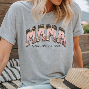  Zwart/Roze Bloemen Kant Varsity Style Mama Tri-Blend Shirt