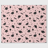 Zwart Roze Blush Graduation Cap Toss Cadeaupapier (Vlak)
