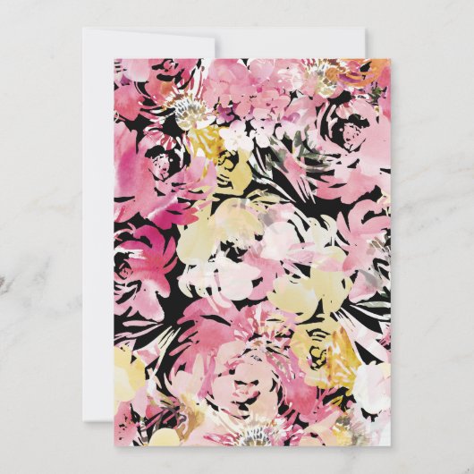 Zwart Roze & Blush Waterverf Flower Arch Bruiloft Kaart (Achterkant)