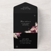 Zwart, Roze Boho Trouw Alles in Eén Uitnodiging (Buitenkant)