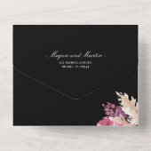 Zwart, Roze Boho Trouw Alles in Eén Uitnodiging (Achterkant)