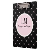 Zwart & Roze Boog Monogram Klembord (Links)