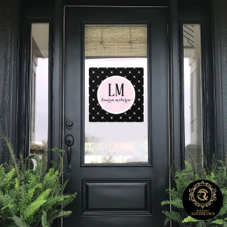Zwart & Roze Boog Monogram Raamsticker