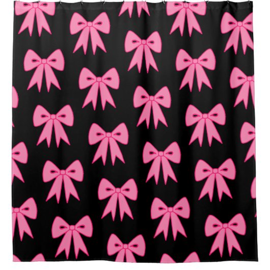 Zwart Roze Bow Douchegordijn (Voorkant)