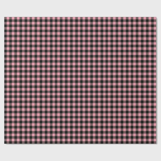 Zwart Roze Buffel Plaid Patroon Cadeaupapier (Vlak)