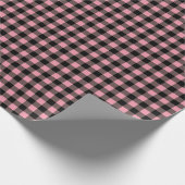 Zwart Roze Buffel Plaid Patroon Cadeaupapier (Hoek)
