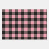 Zwart Roze Buffel Plaid Patroon Inpakpapier Vel (Voorkant)