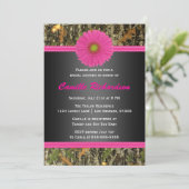 Zwart-roze, Camo, Bridal Shower Invitation Kaart (Staand voorkant)