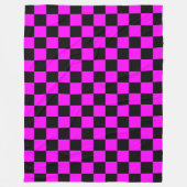 Zwart + Roze Check Checkerboard Patroon Fleece Deken (Voorkant)