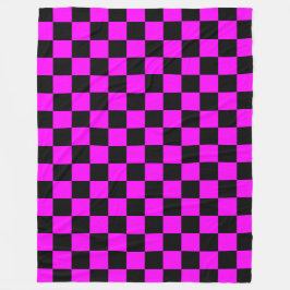 Zwart + Roze Check Checkerboard Patroon Fleece Deken