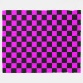 Zwart + Roze Check Checkerboard Patroon Fleece Deken (Voorkant (Horizontaal))