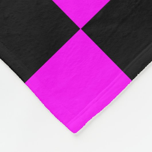Zwart + Roze Check Checkerboard Patroon Fleece Deken (Hoek)
