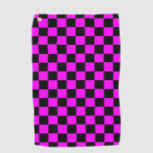 Zwart + Roze Check Checkerboard Patroon Golfhanddoek (Voorkant)