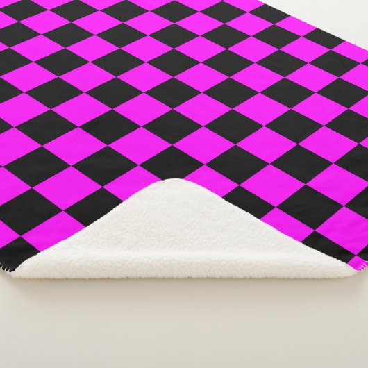 Zwart + Roze Check Checkerboard Patroon Sherpa Deken (3/4)