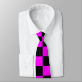 Zwart + Roze Check Checkerboard Patroon Stropdas (Gebonden)
