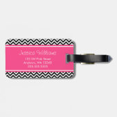 Zwart-roze Chevron Pattern, gepersonaliseerd Bagagelabel (Achterkant horizontaal)