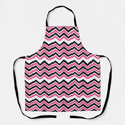 Zwart Roze Chevron Streep  Schort (Voorkant)