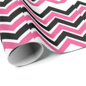 Zwart Roze Chevron Stripe Cadeaupapier (Rol Hoek)