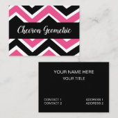 Zwart Roze Chevron Stripe Visitekaartje (Voorkant / Achterkant)