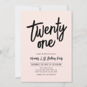 Zwart & Roze | Chique eenentwintig 21ste verjaarda Kaart (Voorkant)