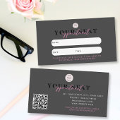 Zwart Roze Client Afspraak Kaart QR Code Logo Visitekaartje