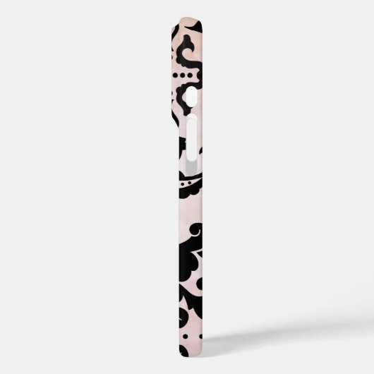 Zwart Roze Damask Case-Mate iPhone Case (Achterkant / Links)