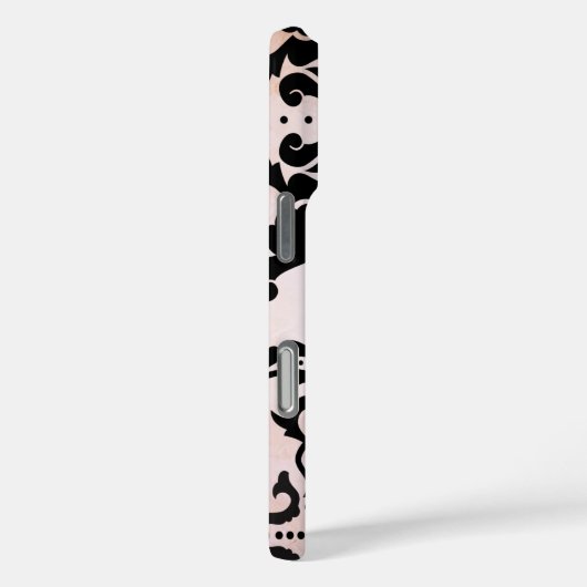 Zwart Roze Damask Case-Mate iPhone Case (Achterkant / Rechts)