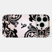 Zwart Roze Damask Case-Mate iPhone Case (Achterkant (horizontaal))