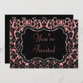 Zwart-roze Damask Kaart (Voorkant / Achterkant)