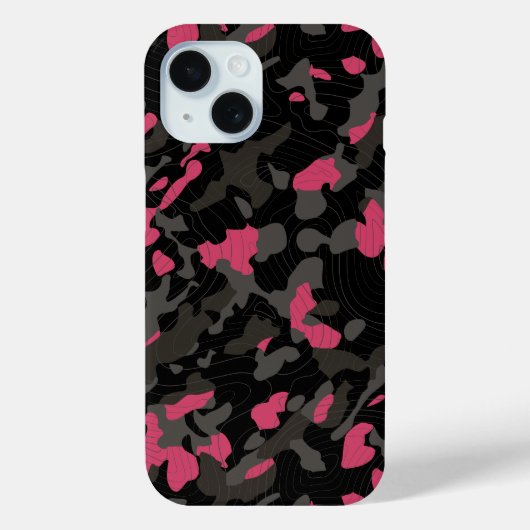 Zwart Roze Diagonaal Camo met Contourlijnen Case-Mate iPhone Case (Achterkant)