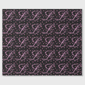 Zwart-roze diamanten Letter L & Hearts Patroon Cadeaupapier (Vlak)