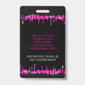 Zwart Roze Dripping Glitter 18 Verjaardag VIP Pass Badge (Achterkant)