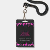 Zwart Roze Dripping Glitter 18 Verjaardag VIP Pass Badge (Achterkant met lanyard)