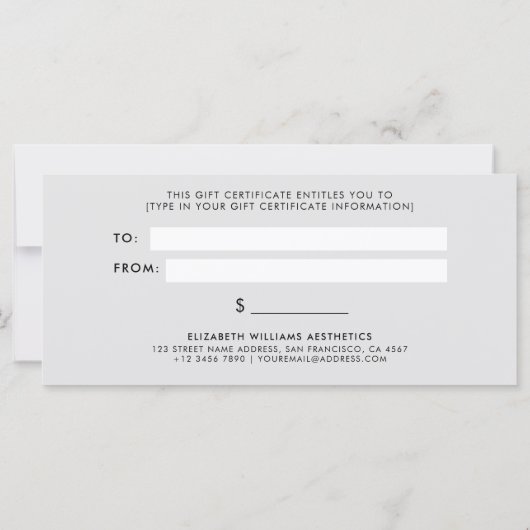 Zwart roze, eenvoudig, modern cadeaubon (Achterkant)