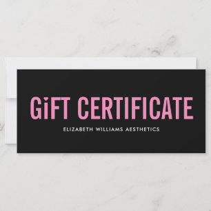 Zwart roze, eenvoudig, modern cadeaubon