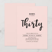 Zwart-roze | Eenvoudige 30e verjaardag Kaart (Voorkant / Achterkant)